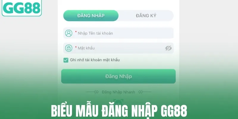 Biểu mẫu đăng nhập GG88