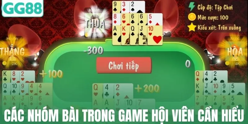 Các nhóm bài trong game hội viên cần hiểu