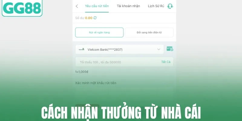 Cách nhận thưởng từ nhà cái