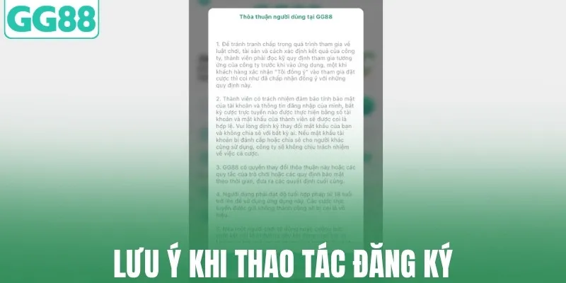 Lưu ý khi thao tác đăng ký